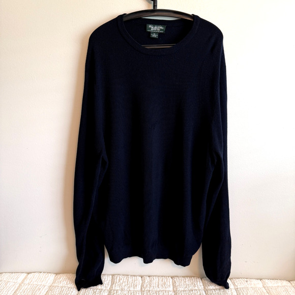 VTG Brooks Brothers Mens Knit 100% Merino Wool Black Long Sleeve Sweater Size XL - Picture 1 of 9